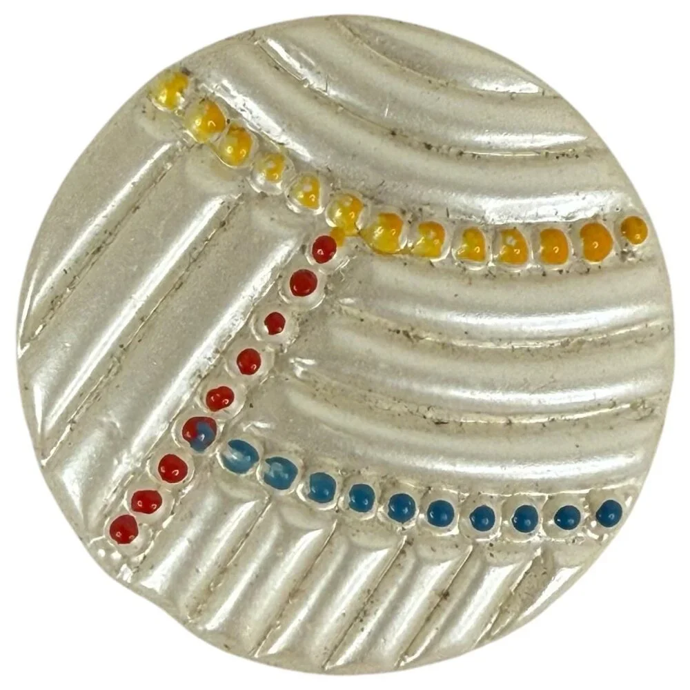 Vintage 12 Buttons On Original Card Czechoslovakia Hand Painted Various Designs